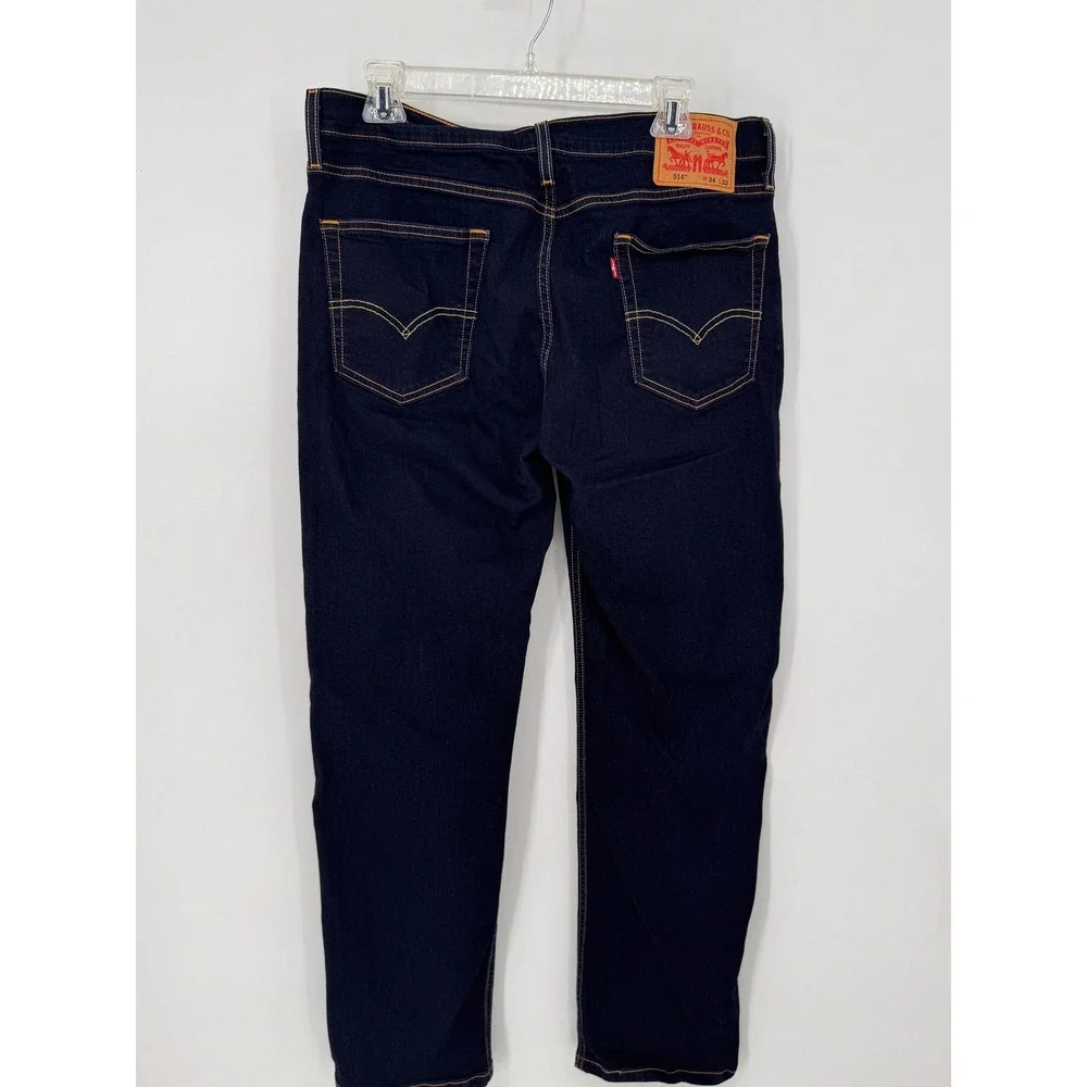 Levi's 514 Straight Fit Jeans Mens 34x32 Dark Wash Indigo Denim Blue Americana